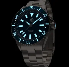 Stříbrné pánské hodinky NTH Watches s ocelovým páskem 2K1 Subs Thresher No Date - Blue Automatic 43,7MM
