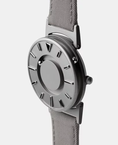 Relógio Eone prata para homens com pulseira de couro Bradley Canvas Beige - Silver 40MM