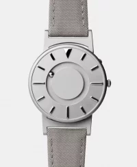 Stříbrné pánské hodinky Eone s koženým páskem Bradley Canvas Beige - Silver 40MM