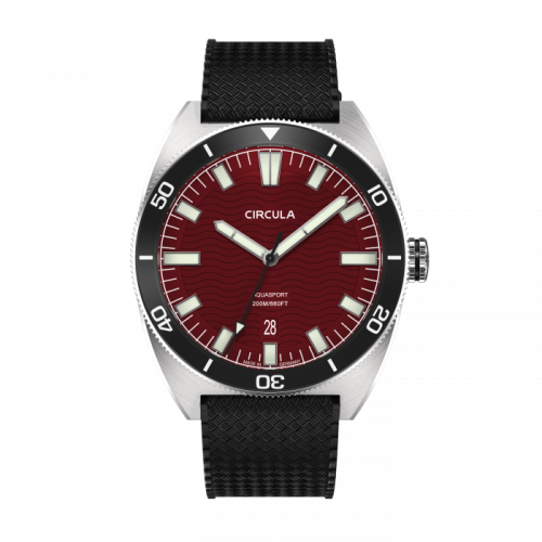 Orologio da uomo Circula Watches in colore argento con cinturino in caucciù AquaSport II - Red 40MM Automatic