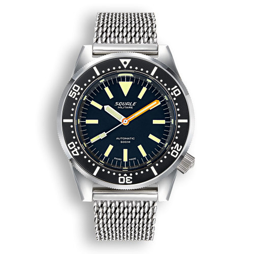 Relógio Squale de prata para homem com pulseira de aço 1521 Militaire Mesh - Silver 42MM Automatic