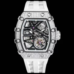 Reloj de plata Tsar Bomba Watch de hombre con goma TB8209D - Silver / White Automatic 43,5MM